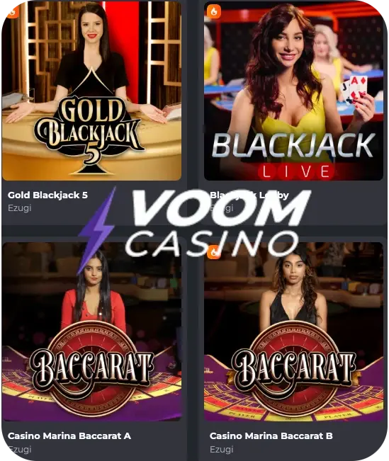 Live-jakajapelit Voom Casino Online -sivustolla