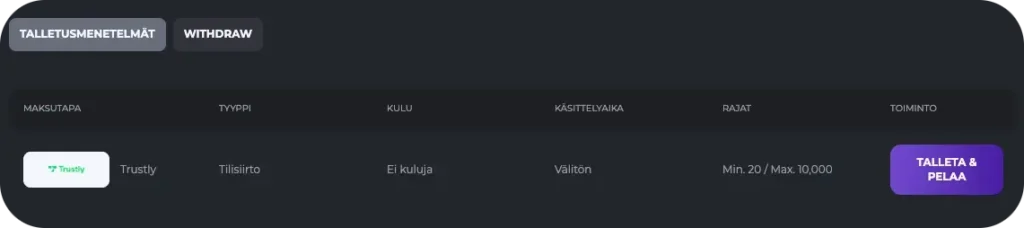 talletusmenetelmat
